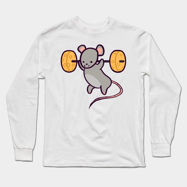 Cute Gym Rat Cheese Squat Long Sleeve T-Shirt by ThumboArtBumbo